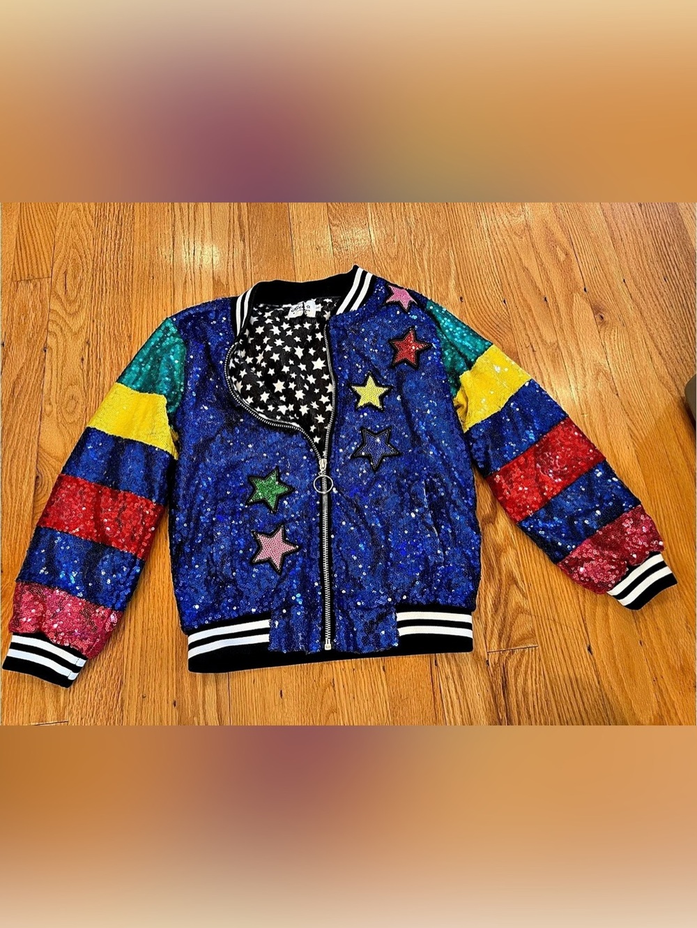 Lola the boys Kids Sequin Bomber Jacket in Blue